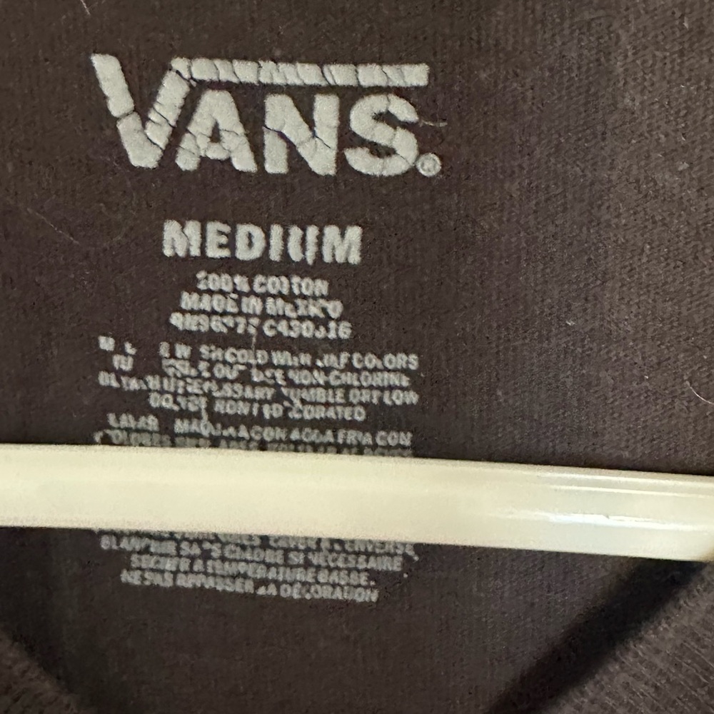 Vans Black Long Sleeve Tee with White Logo and Floral Accents size M - Picture 4 of 4